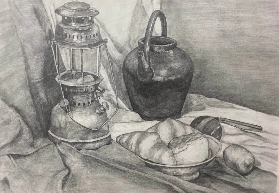 關于素描靜物中的虛實關系，重慶美術集訓畫室小龍來講幾點！圖一
